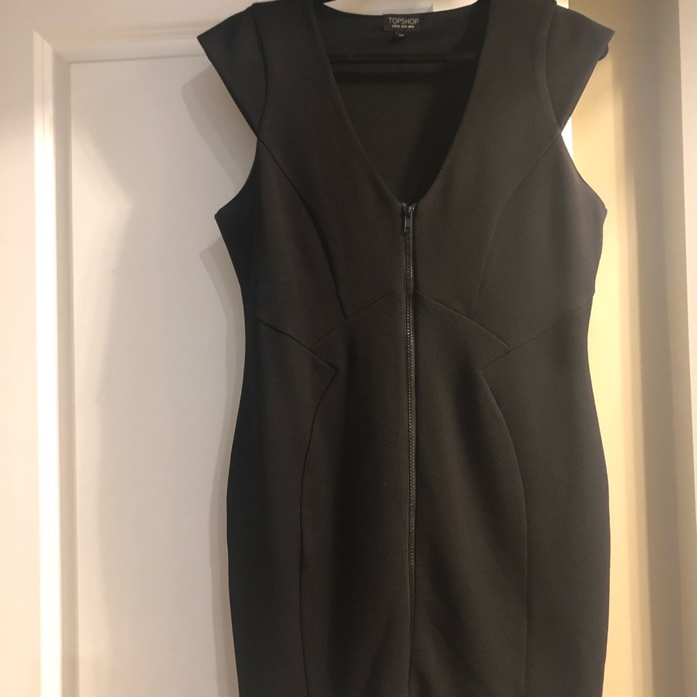 Zipper Front Top Shop Black Dress